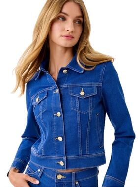 Lilly Pulitzer Seaspray Denim Jacket Womens XL NWT